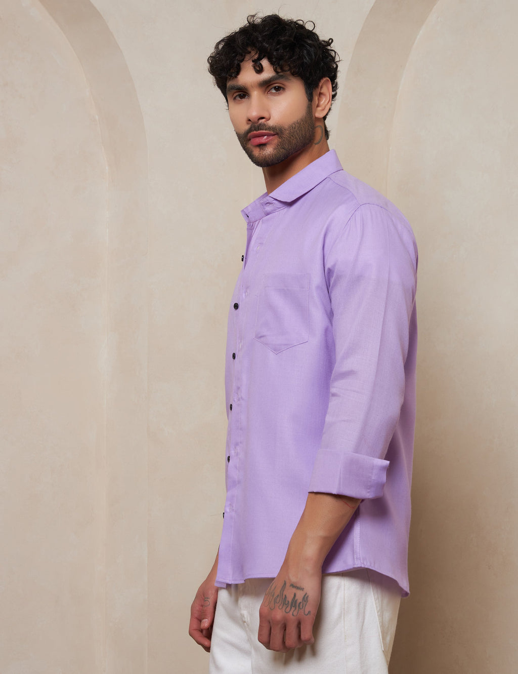 Men's Lavender Mist Textured Breathable Cotton Casual Shirt