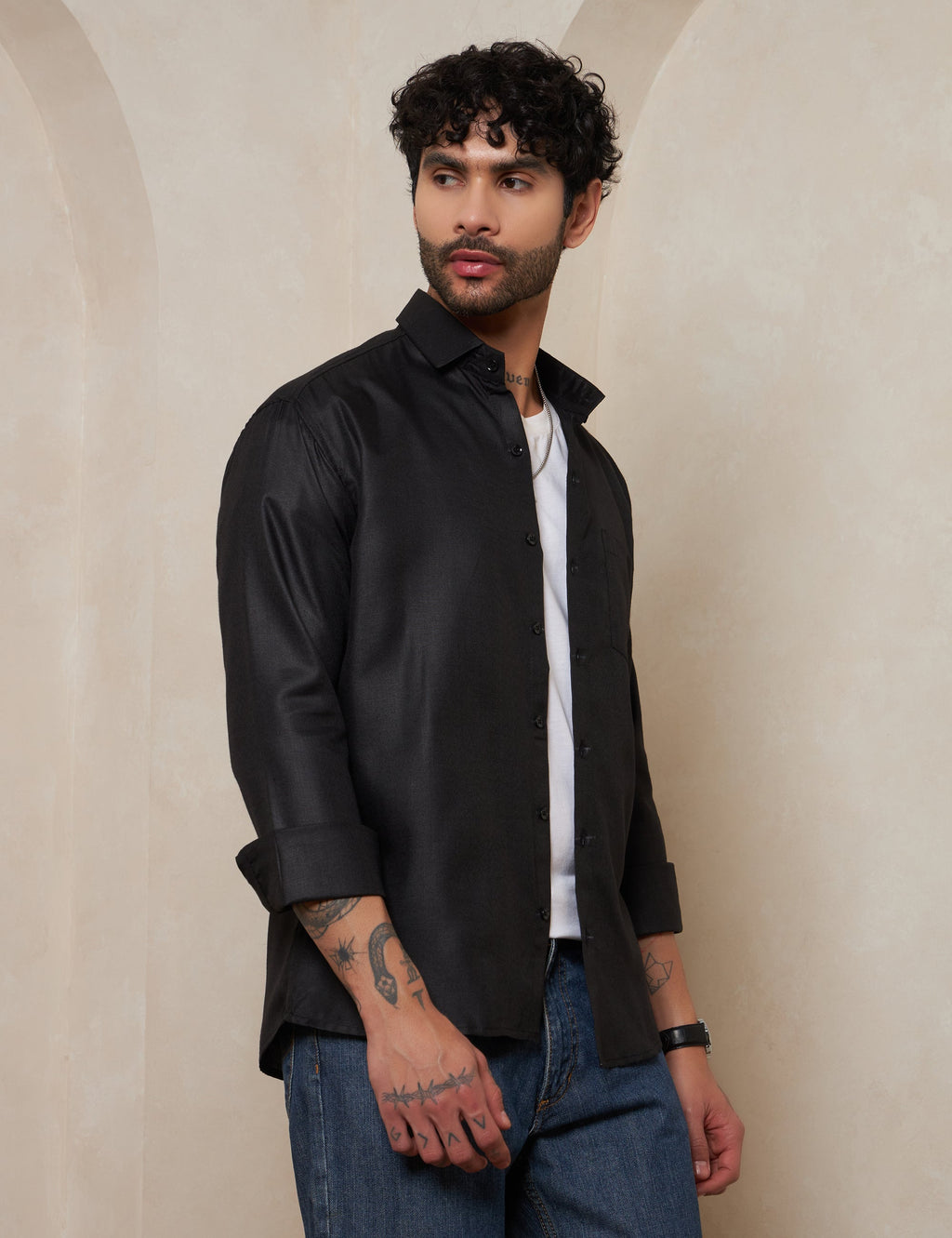 Premium Charcoal Black Full-Sleeve Shirt for Men