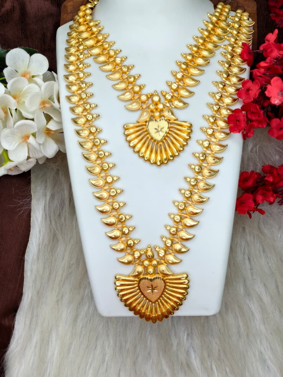 1 Gram Gold Plated Matte Finish Haram Necklace Combo for Women – Traditional Bridal Jewellery