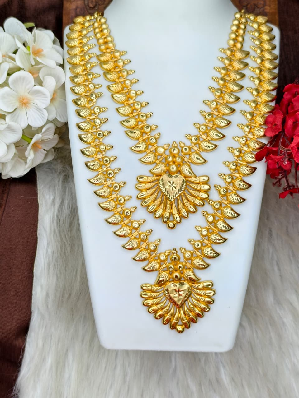 1 Gram Gold Plated Matte Finish Haram Necklace Combo for Women – Traditional Bridal Jewellery