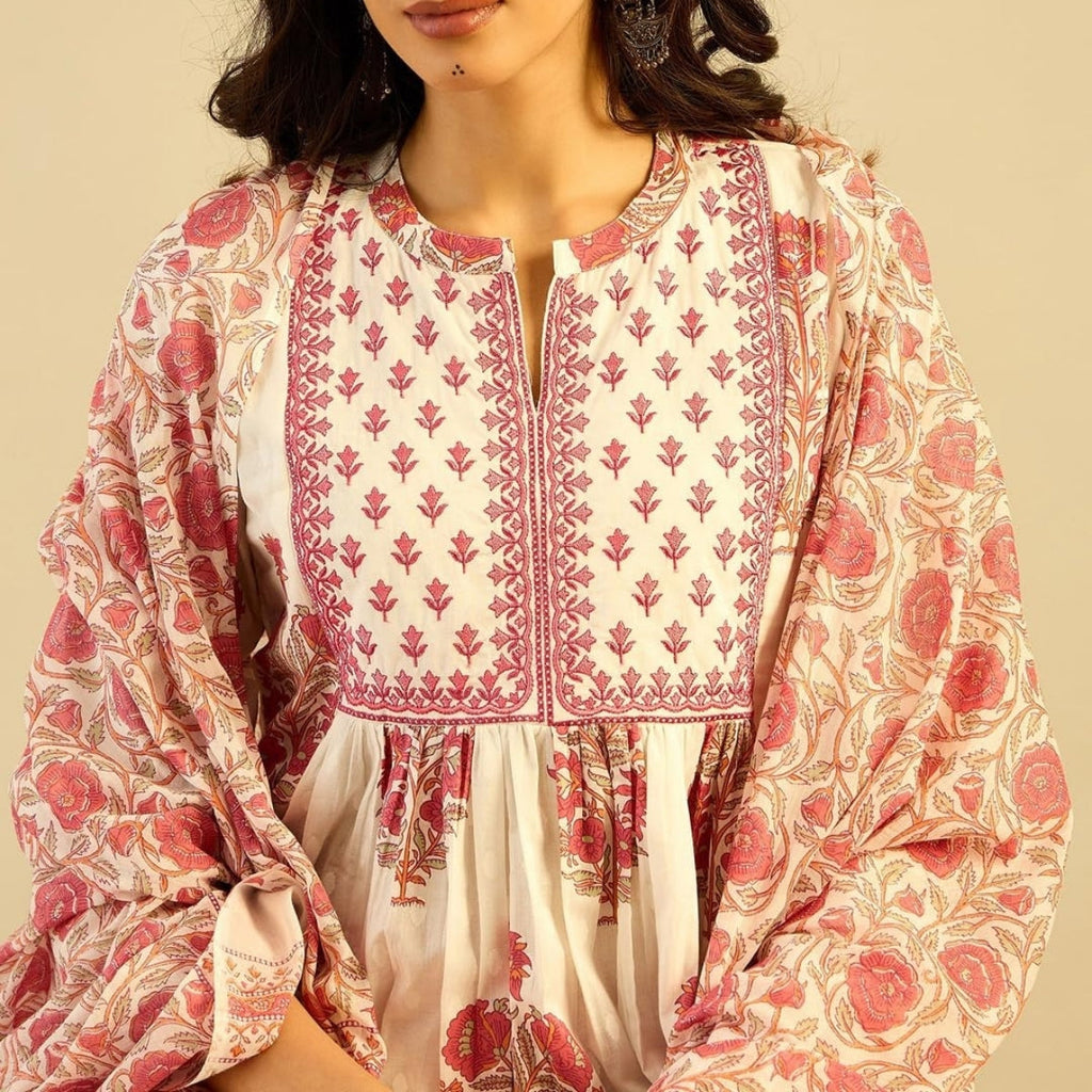 Pack of 2 Premium Cotton Kurtis with Plazzo Pant & Dupatta – Casual Ethnic| C-12