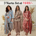 Pack Of 3 Farshi Salwar Kurta Set With Dupatta ( CKD_07)