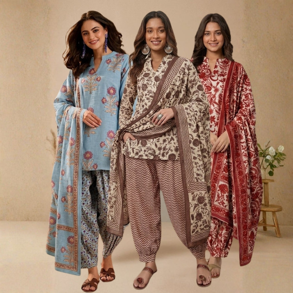 Pack Of 3 Farshi Salwar Kurta Set With Dupatta ( CKD_07)