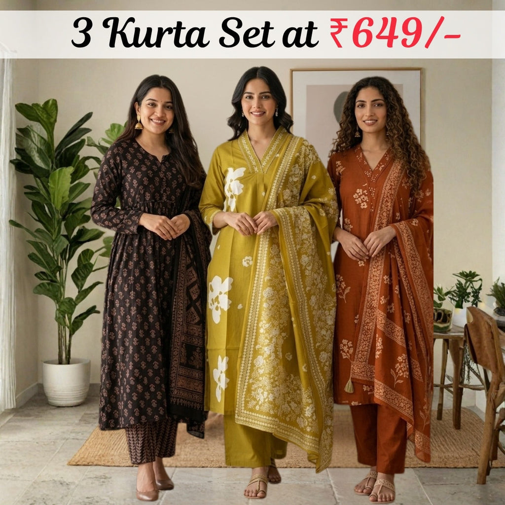 Pack Of 3 Women's Kurta Set (CS_04)