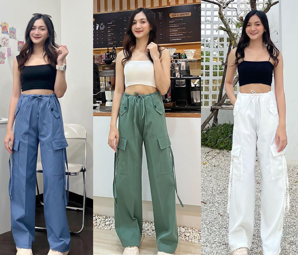FESTIVE SALE LIVE !! 🔥🚀 (PACK - 3) Straight-leg pants with horizontal pockets made of ruby
