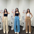 SALE LIVE !! (PACK - 3) Straight-leg pants with horizontal pockets made of ruby