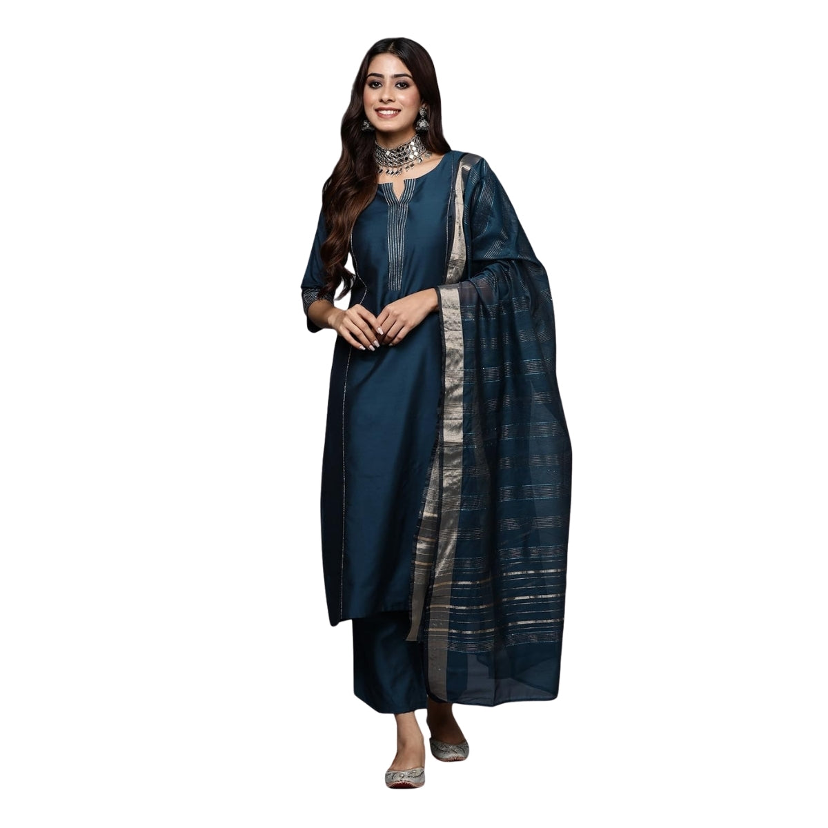 Pack of 2 Premium Cotton Kurtis with Pant & Dupatta – Casual Ethnic| C-15