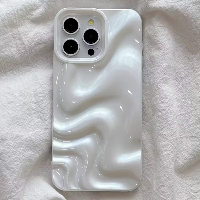 Hot 3D Minimalist Faux Wave Cute Design White Swirl Back Case Cover for iPhone