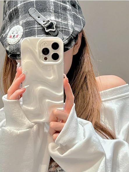 Hot 3D Minimalist Faux Wave Cute Design White Swirl Back Case Cover for iPhone