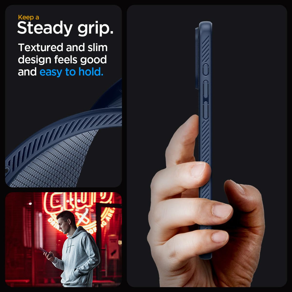 Navy Blue Liquid Air Back Cover Case Compatible with iPhone