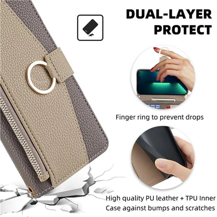 Realme Case Mirror Wallet Leather Phone Cover with Chain Shoulder Strap