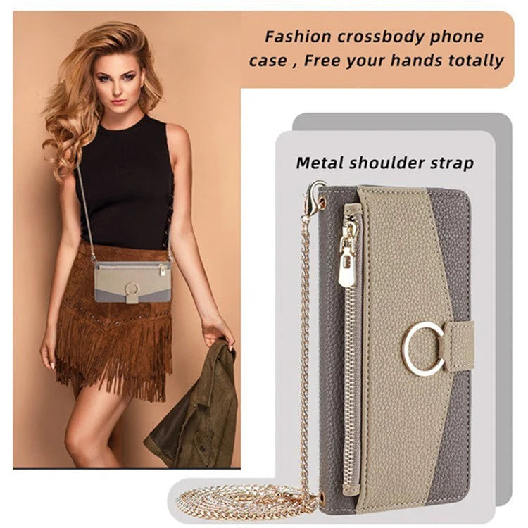 Realme Case Mirror Wallet Leather Phone Cover with Chain Shoulder Strap