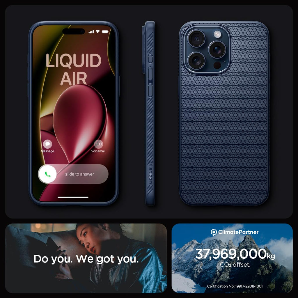 Navy Blue Liquid Air Back Cover Case Compatible with iPhone