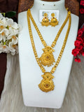 1 Gram Gold Plated Matte Finish Haram Necklace Combo for Women – Traditional Bridal Jewellery