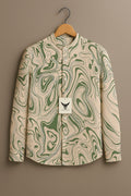 Retro Wavy Line Print Long Sleeve Shirt