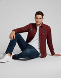 Men's Maroon Full Sleeve Casual Shirt with Patches
