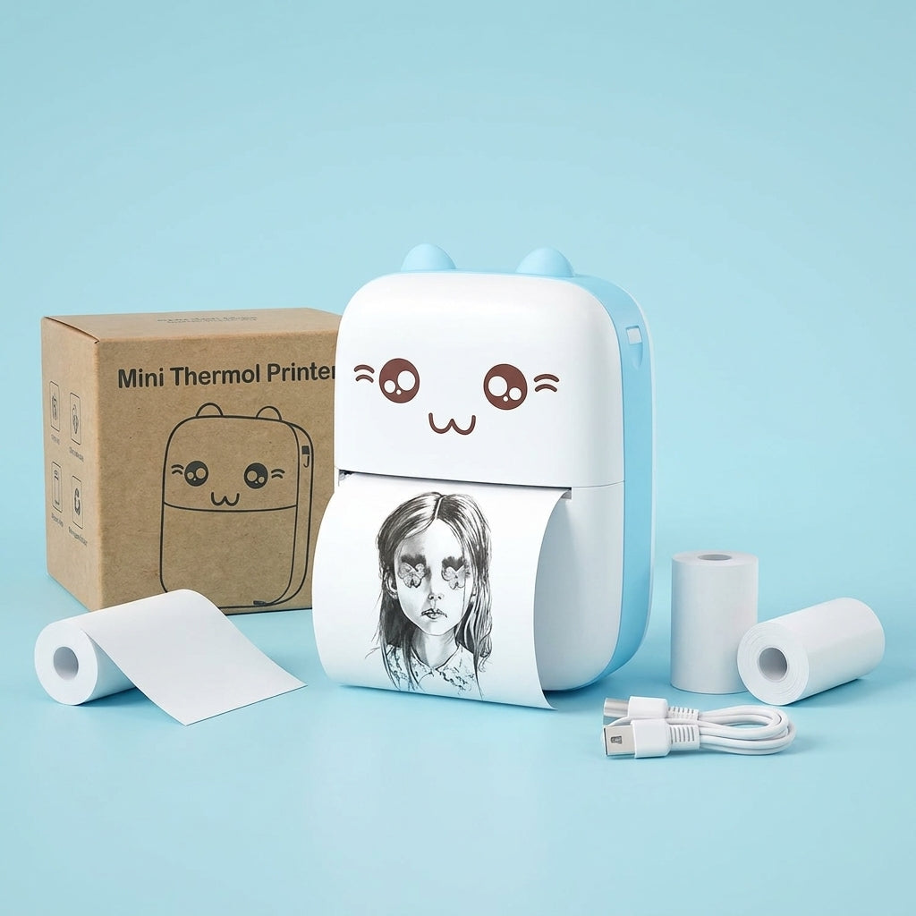 Cute Mini Bluetooth Thermal Printer - Portable Inkless Pocket Printer for Kids & Adults