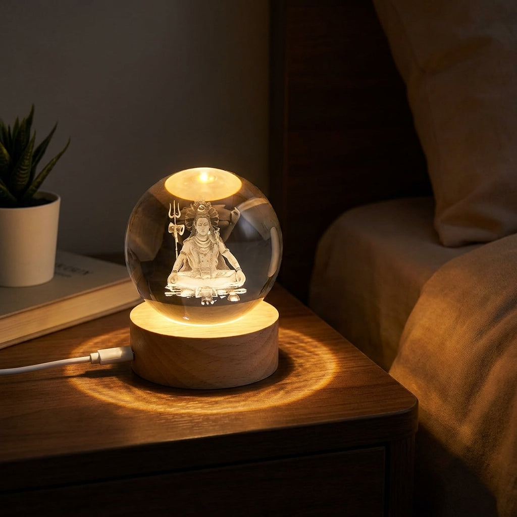 Lord Shiv Ji,Ganjesh Ji,Hanuman Ji Swing Crystal Ball Night Lamp