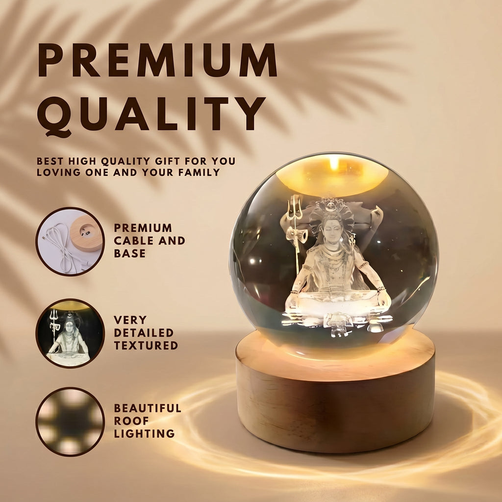 Lord Shiv Ji,Ganjesh Ji,Hanuman Ji Swing Crystal Ball Night Lamp