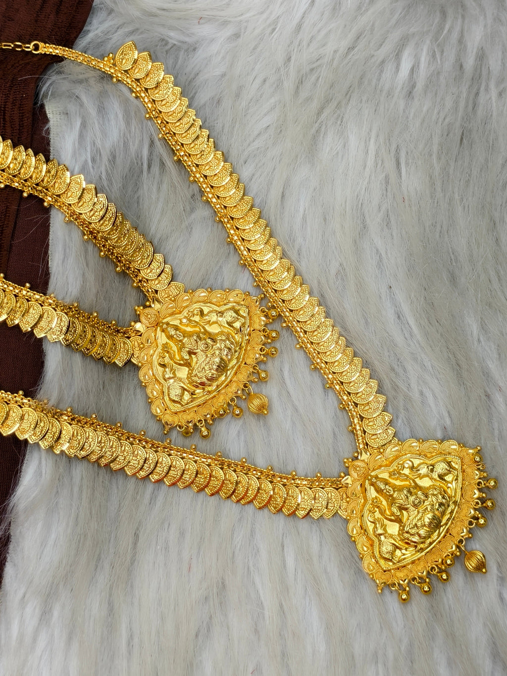 1 Gram Gold Plated Matte Finish Haram Necklace Combo for Women – Traditional Bridal Jewellery