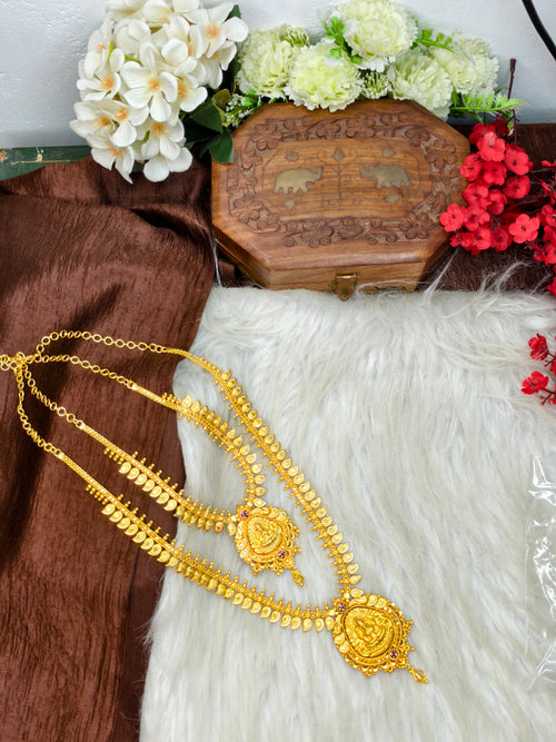 1 Gram Gold Plated Matte Finish Haram Necklace Combo for Women – Traditional Bridal Jewellery
