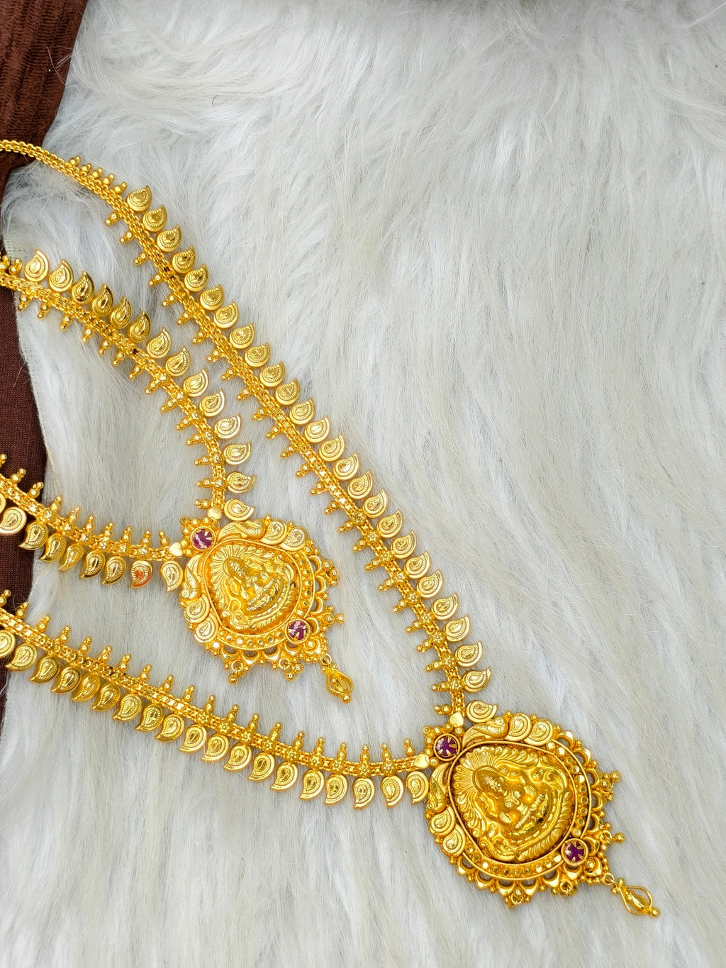1 Gram Gold Plated Matte Finish Haram Necklace Combo for Women – Traditional Bridal Jewellery