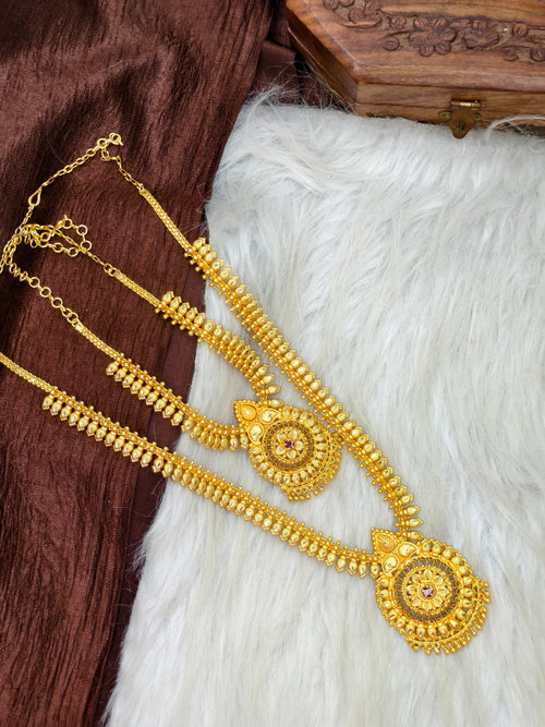 1 Gram Gold Plated Matte Finish Haram Necklace Combo for Women – Traditional Bridal Jewellery
