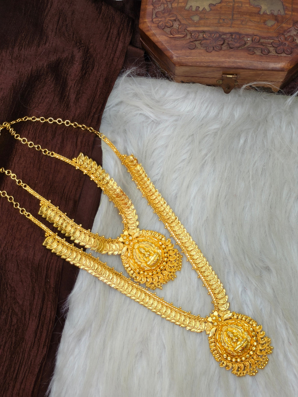 1 Gram Gold Plated Matte Finish Haram Necklace Combo for Women – Traditional Bridal Jewellery