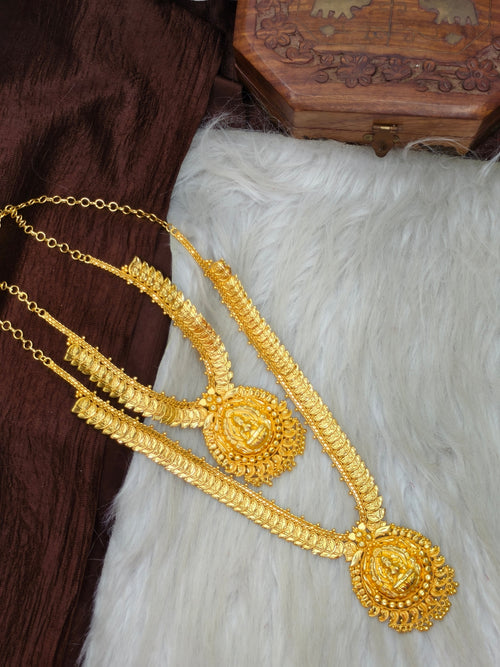 1 Gram Gold Plated Matte Finish Haram Necklace Combo for Women – Traditional Bridal Jewellery