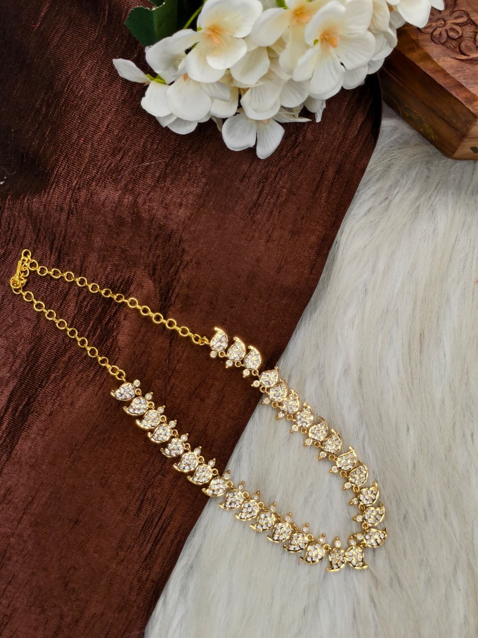 Women Impone Stone Necklace – Premium Gold Finish Traditional Design