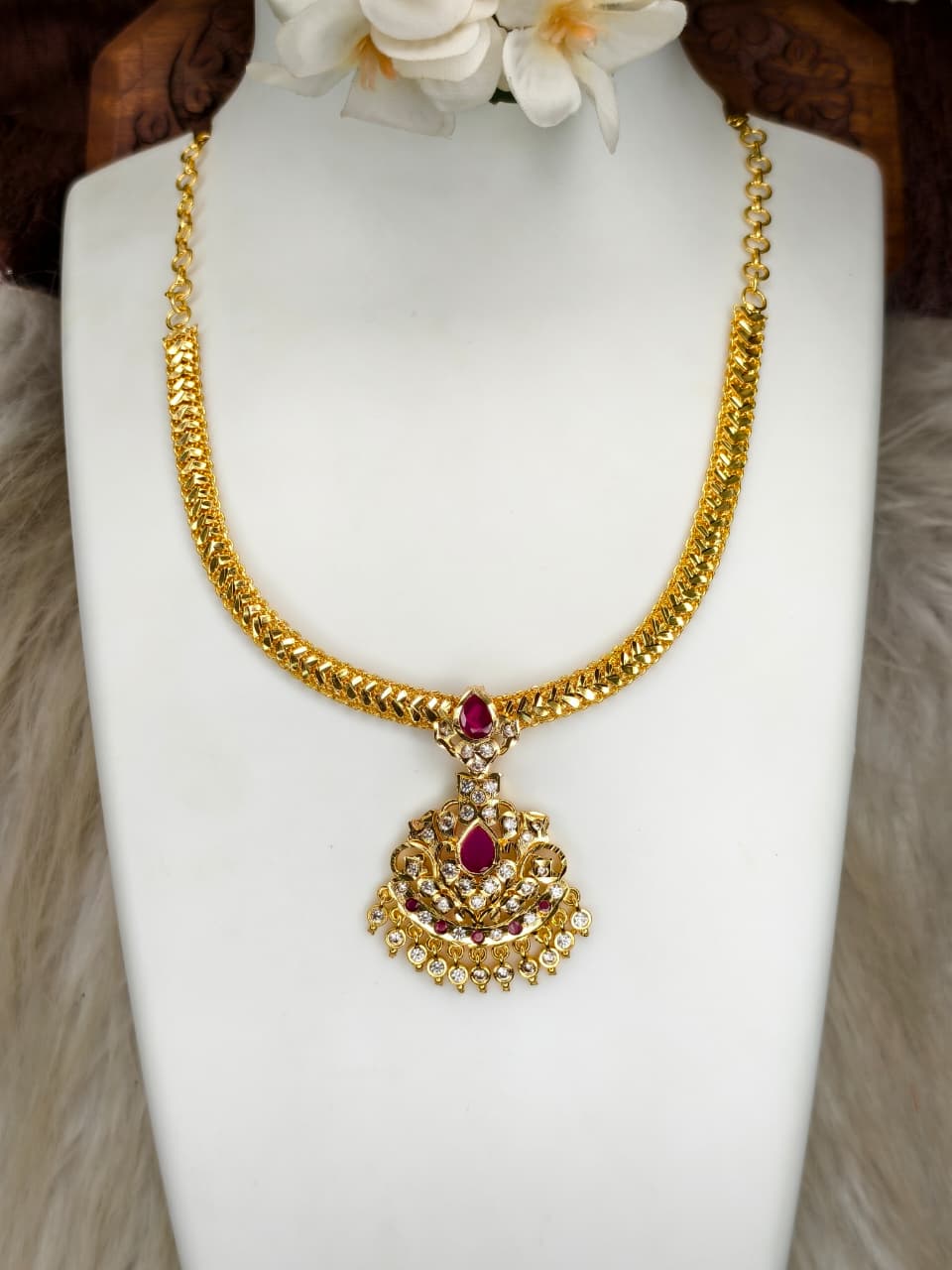 Women Impone Stone Necklace – Premium Gold Finish Traditional Design