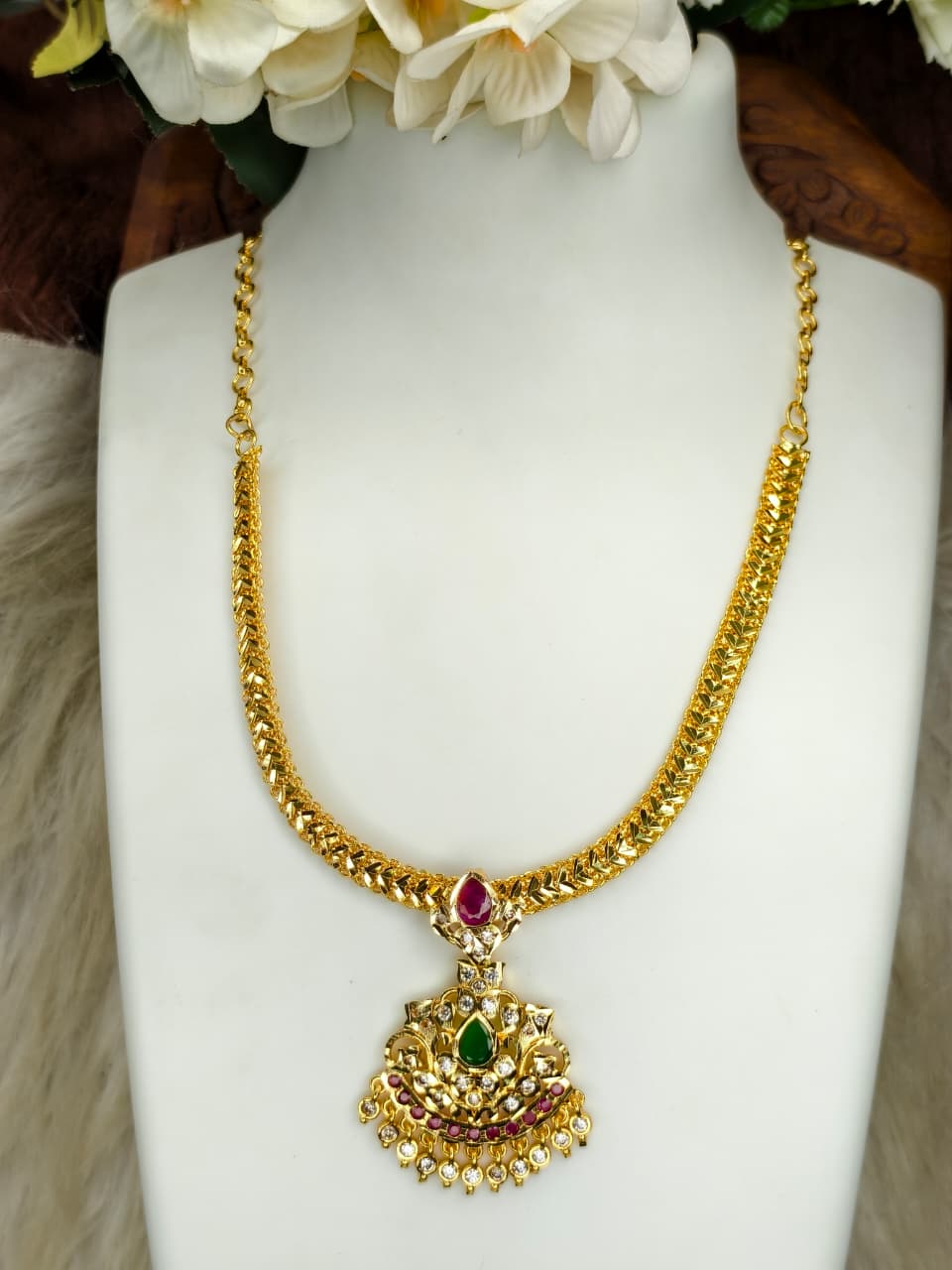 Women Impone Stone Necklace – Premium Gold Finish Traditional Design