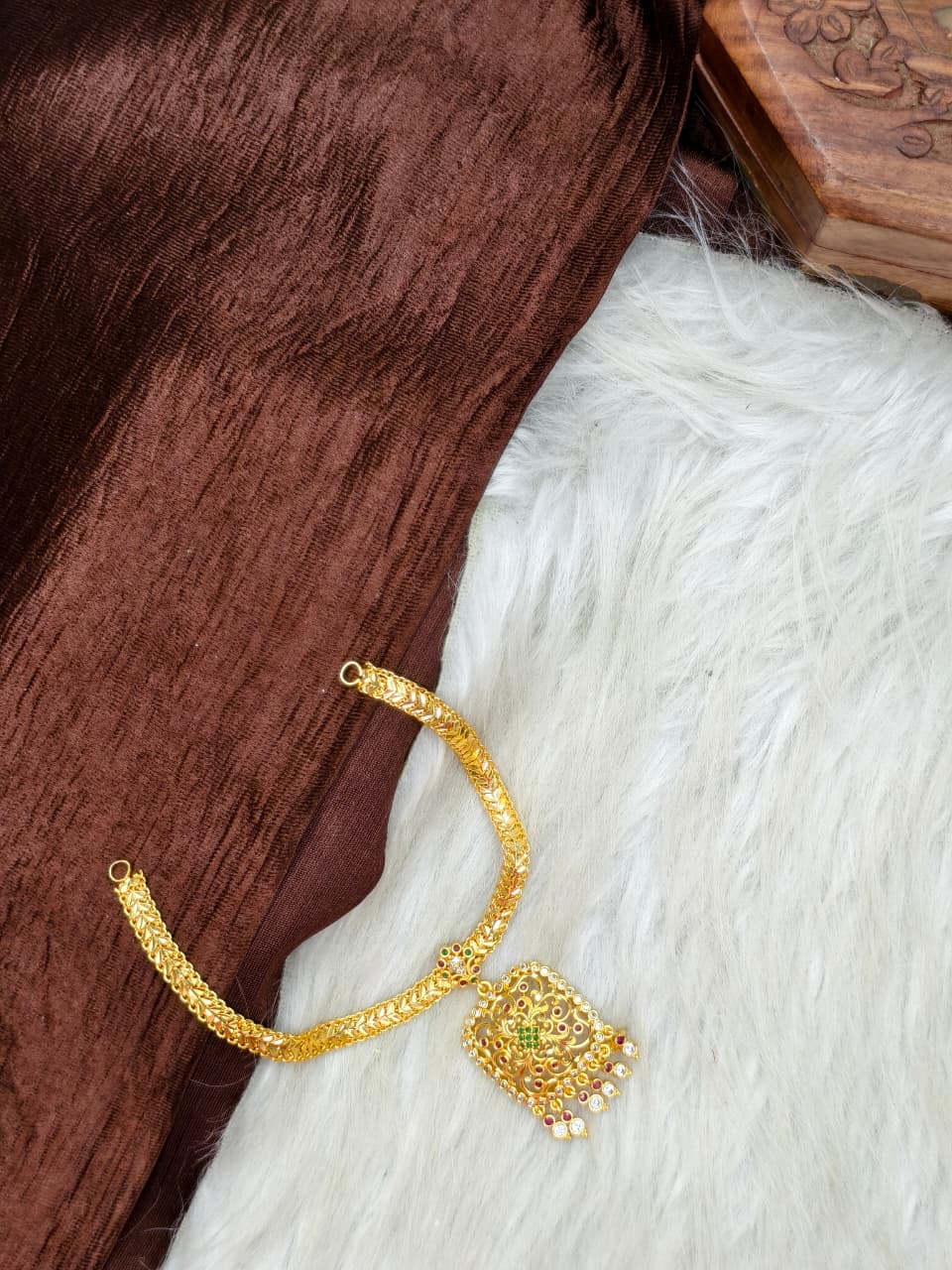 1 Gram Gold Plated Matte Finish Haram Necklace Combo for Women – Traditional Bridal Jewellery