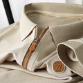 Zipper Polo Knit Half Sleeve Brown Logo T-shirt | PT-03
