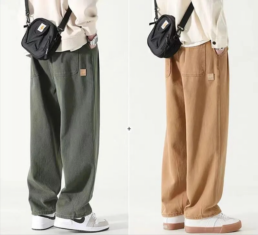 Cotton Wide Leg Man Streetwear Pants ( Pack of 2)