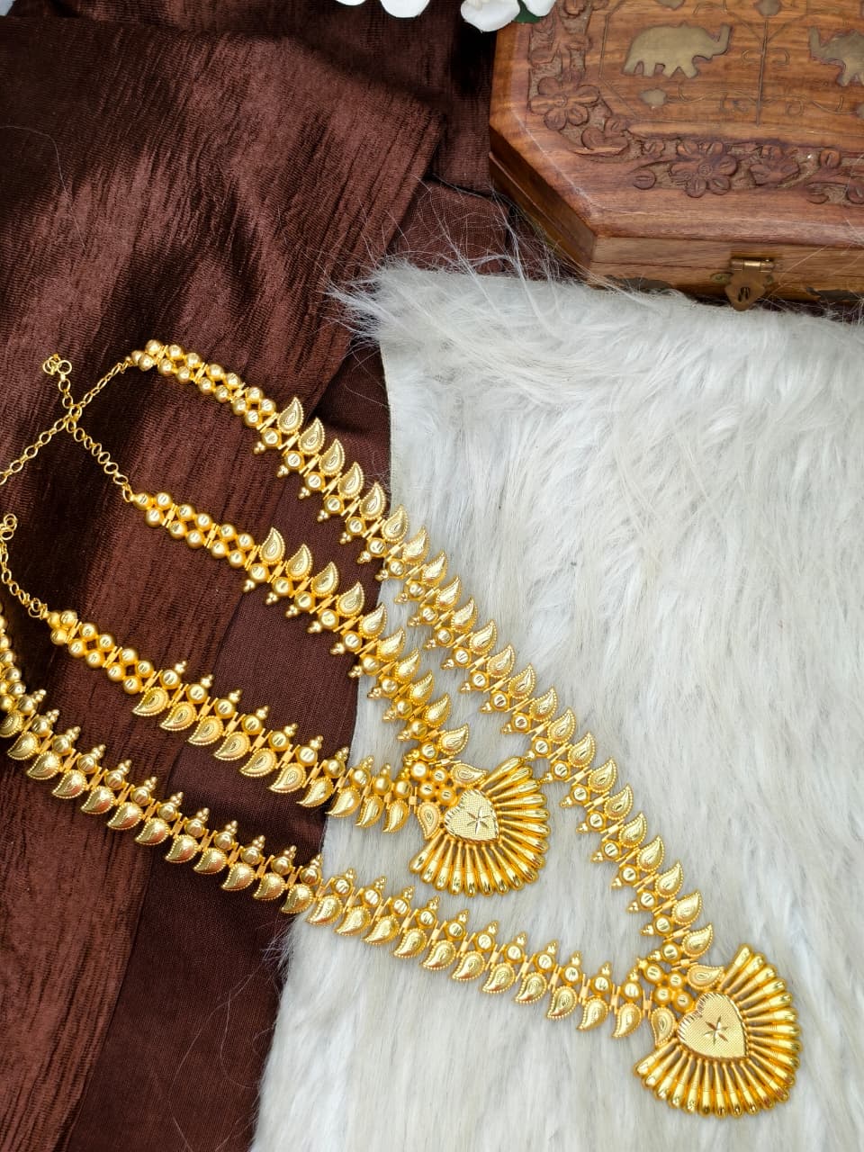 1 Gram Gold Plated Matte Finish Haram Necklace Combo for Women – Traditional Bridal Jewellery