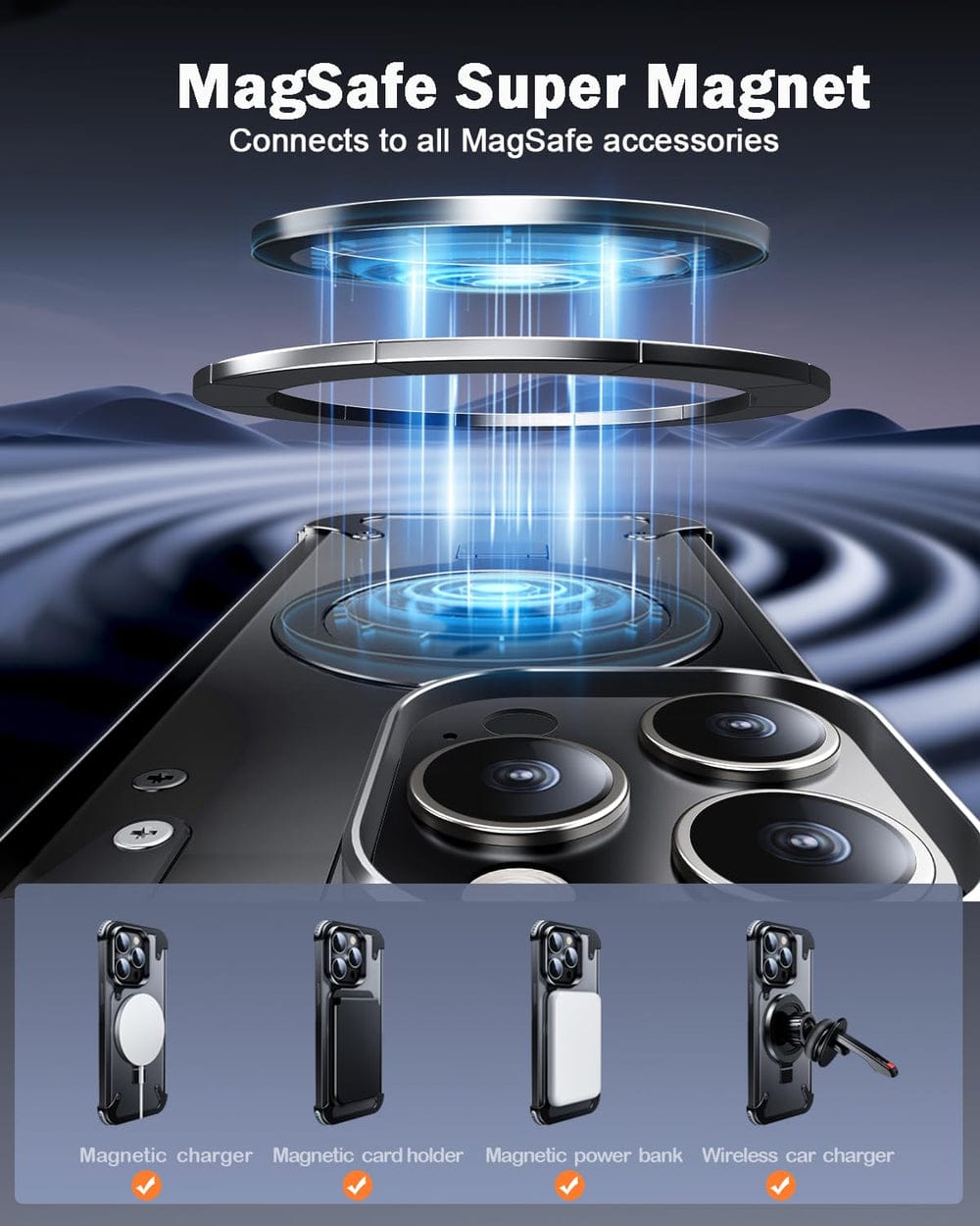 Metal Frameless Armoured Case with Kickstand For iPhone
