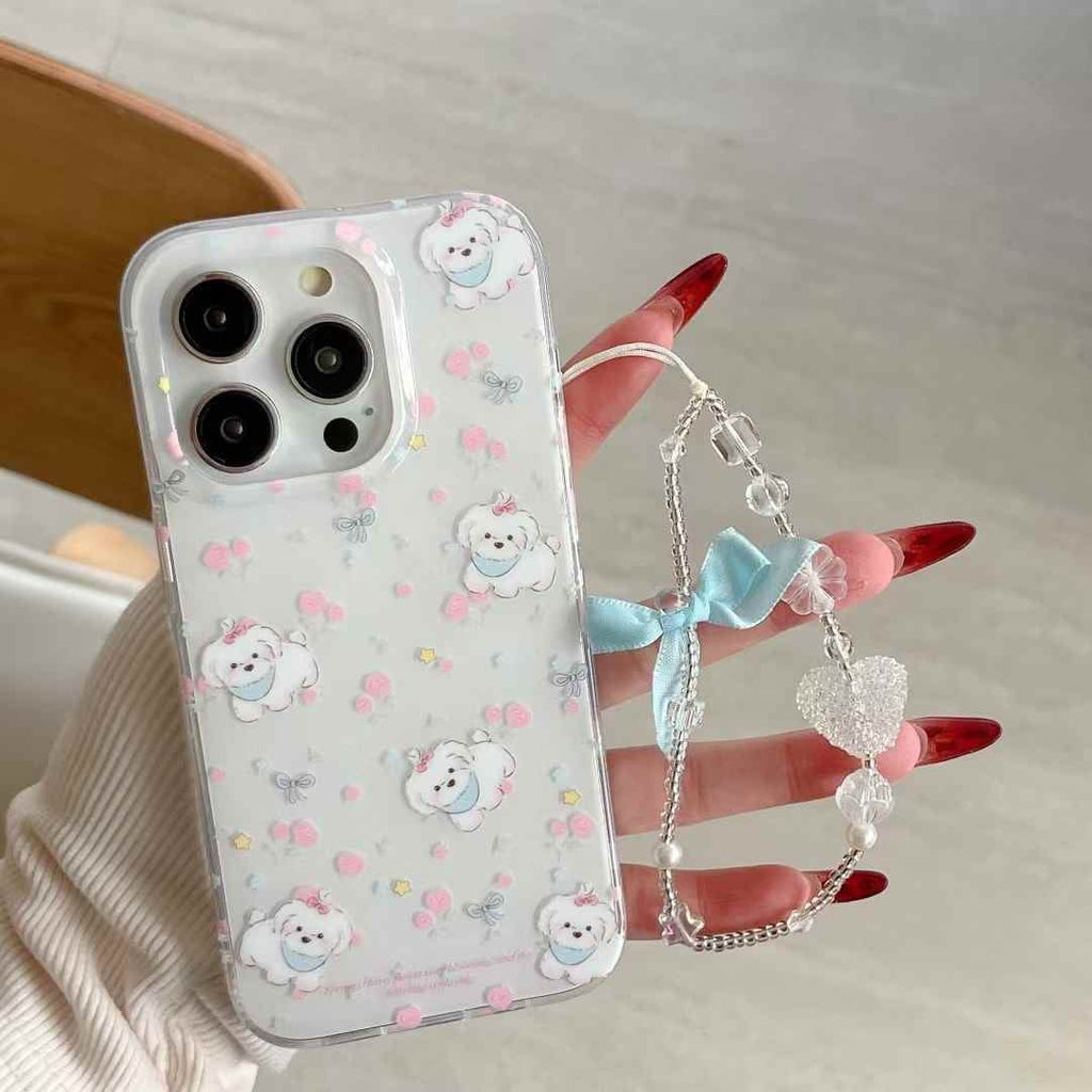 Baby Puppy Silicon Case For iPhone With Bow Charm