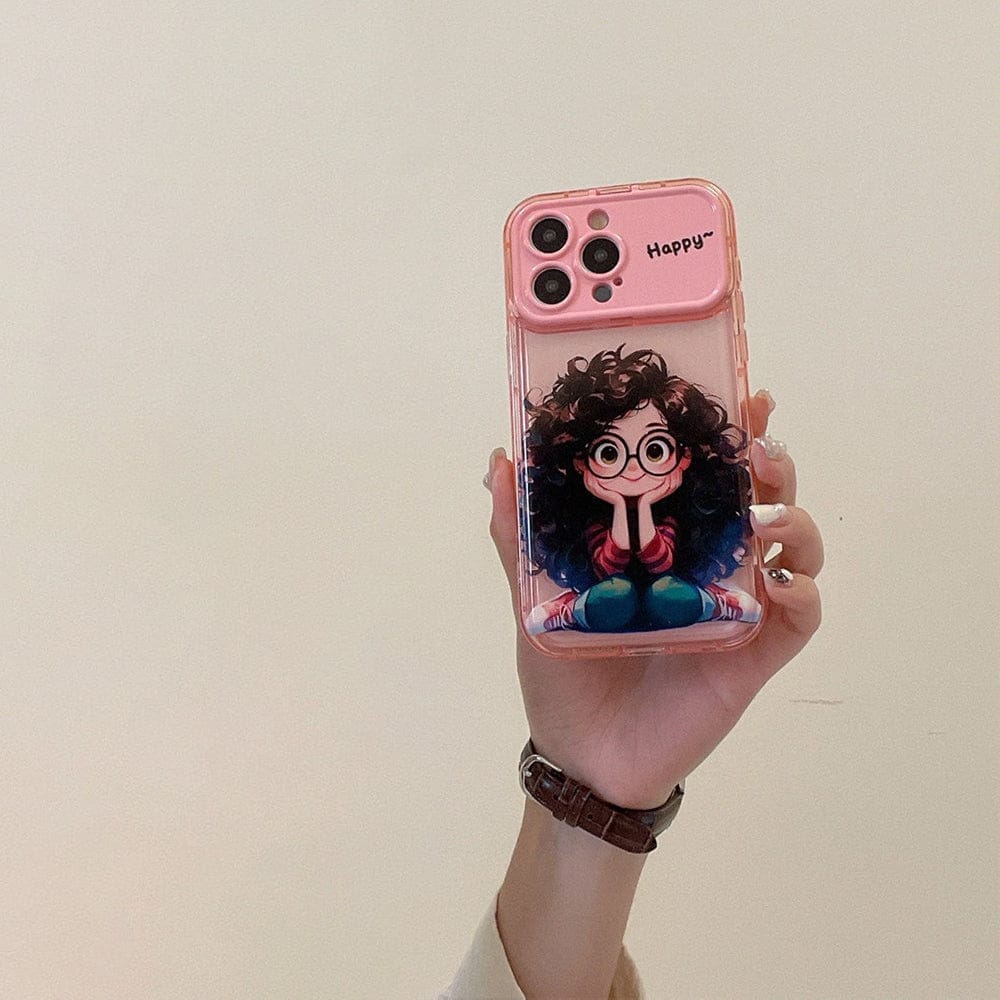 Combo Pack Of 3 Cartoon Geek Girl Mirror iPhone Case