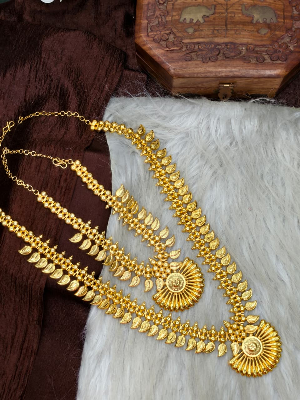 1 Gram Gold Plated Matte Finish Haram Necklace Combo for Women – Traditional Bridal Jewellery
