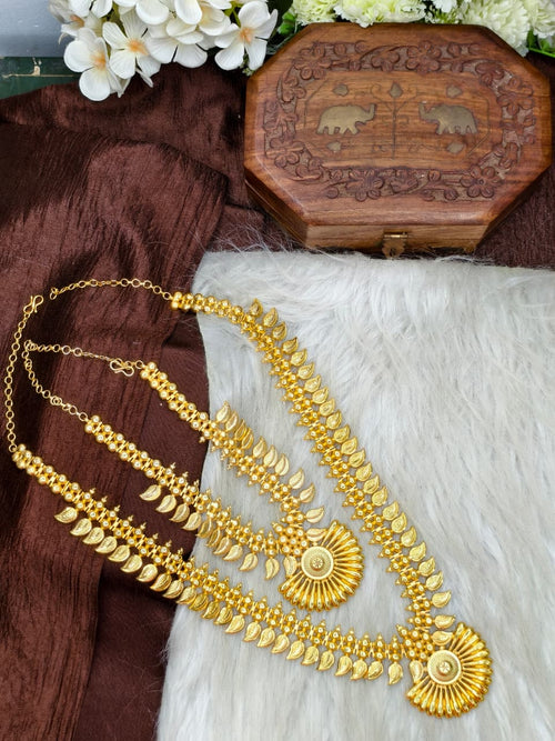 1 Gram Gold Plated Matte Finish Haram Necklace Combo for Women – Traditional Bridal Jewellery