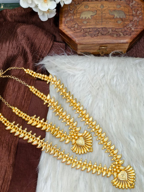 1 Gram Gold Plated Matte Finish Haram Necklace Combo for Women – Traditional Bridal Jewellery