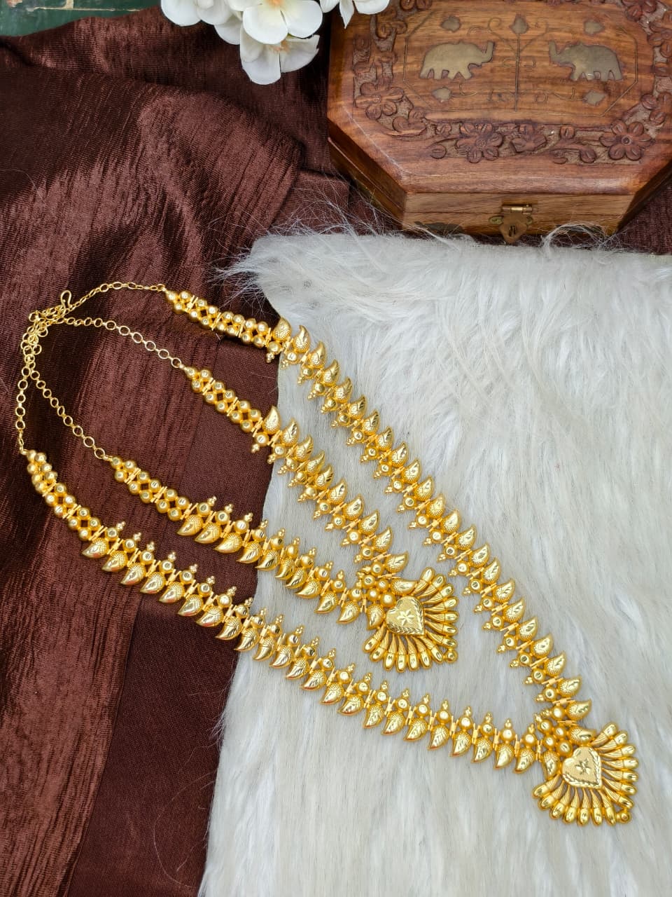 1 Gram Gold Plated Matte Finish Haram Necklace Combo for Women – Traditional Bridal Jewellery