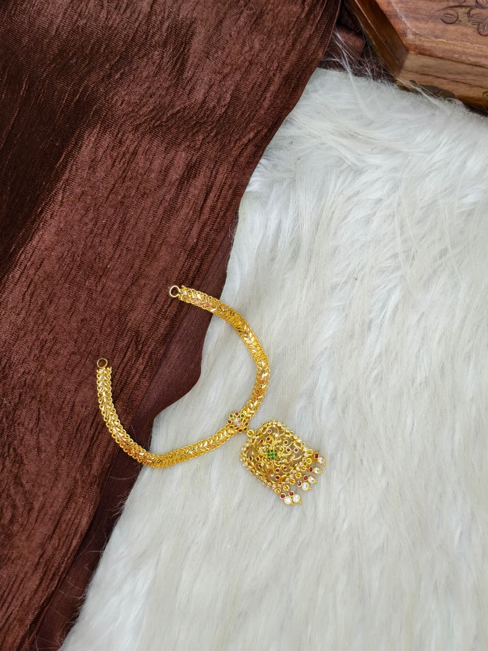 1 Gram Gold Plated Matte Finish Haram Necklace Combo for Women – Traditional Bridal Jewellery