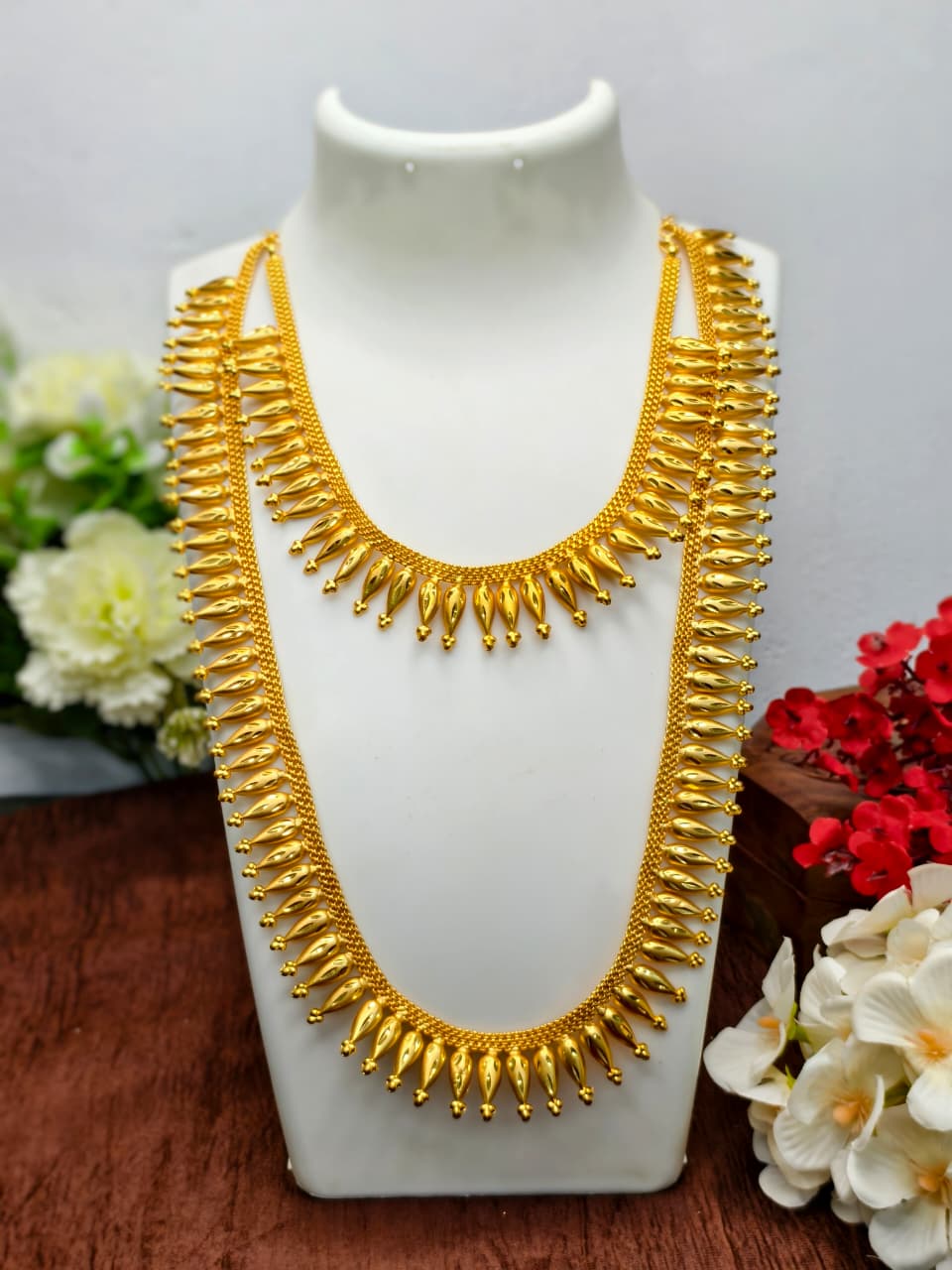 1 Gram Gold Plated Matte Finish Haram Necklace Combo for Women – Traditional Bridal Jewellery