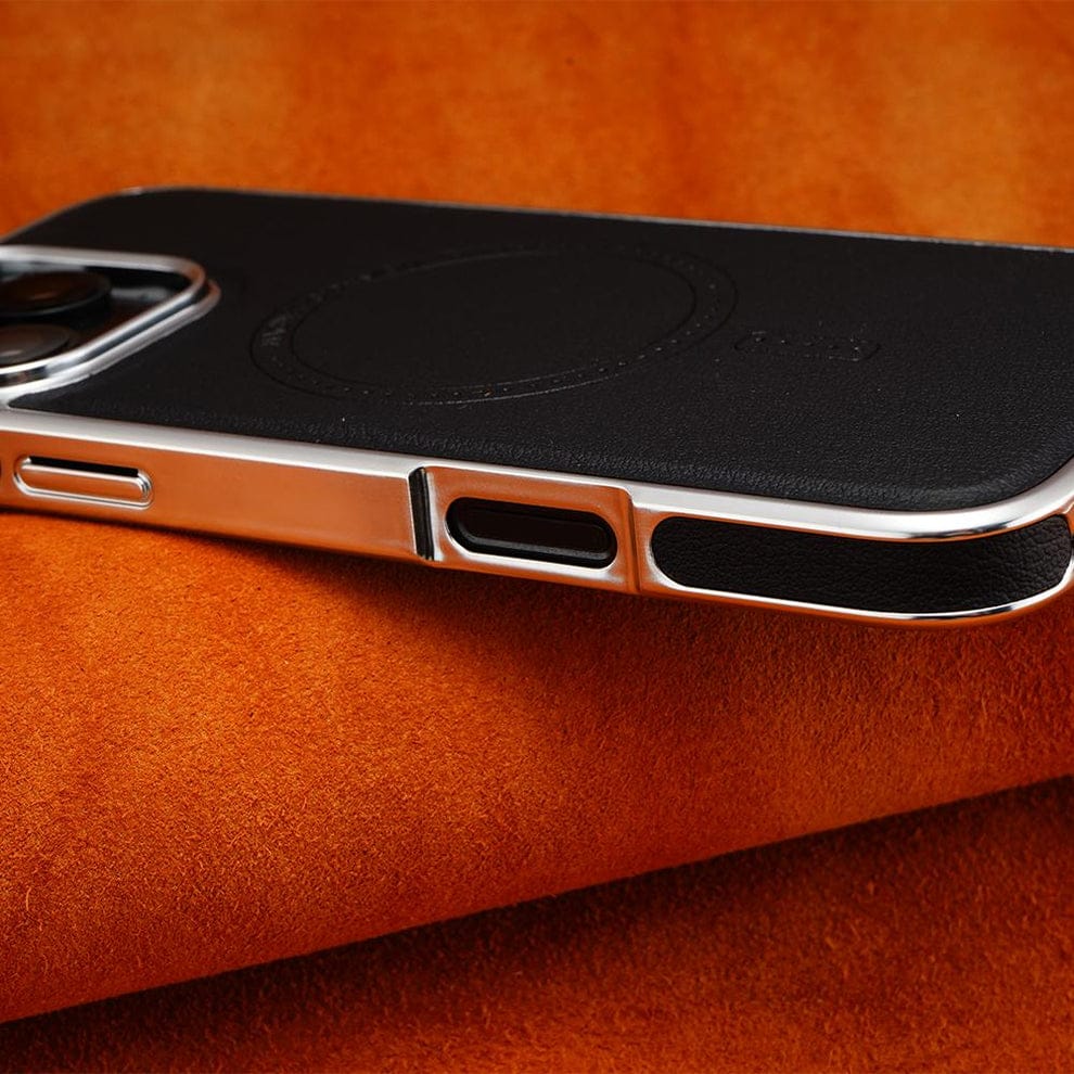 Luxury Magnetic Leather Case with MagSafe Enhanced Grip for iPhone (Black)