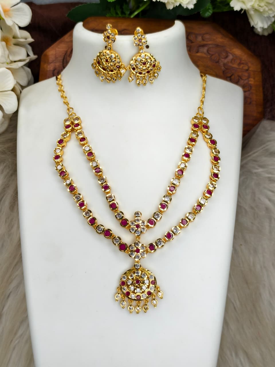Women Impone Stone Necklace – Premium Gold Finish Traditional Design