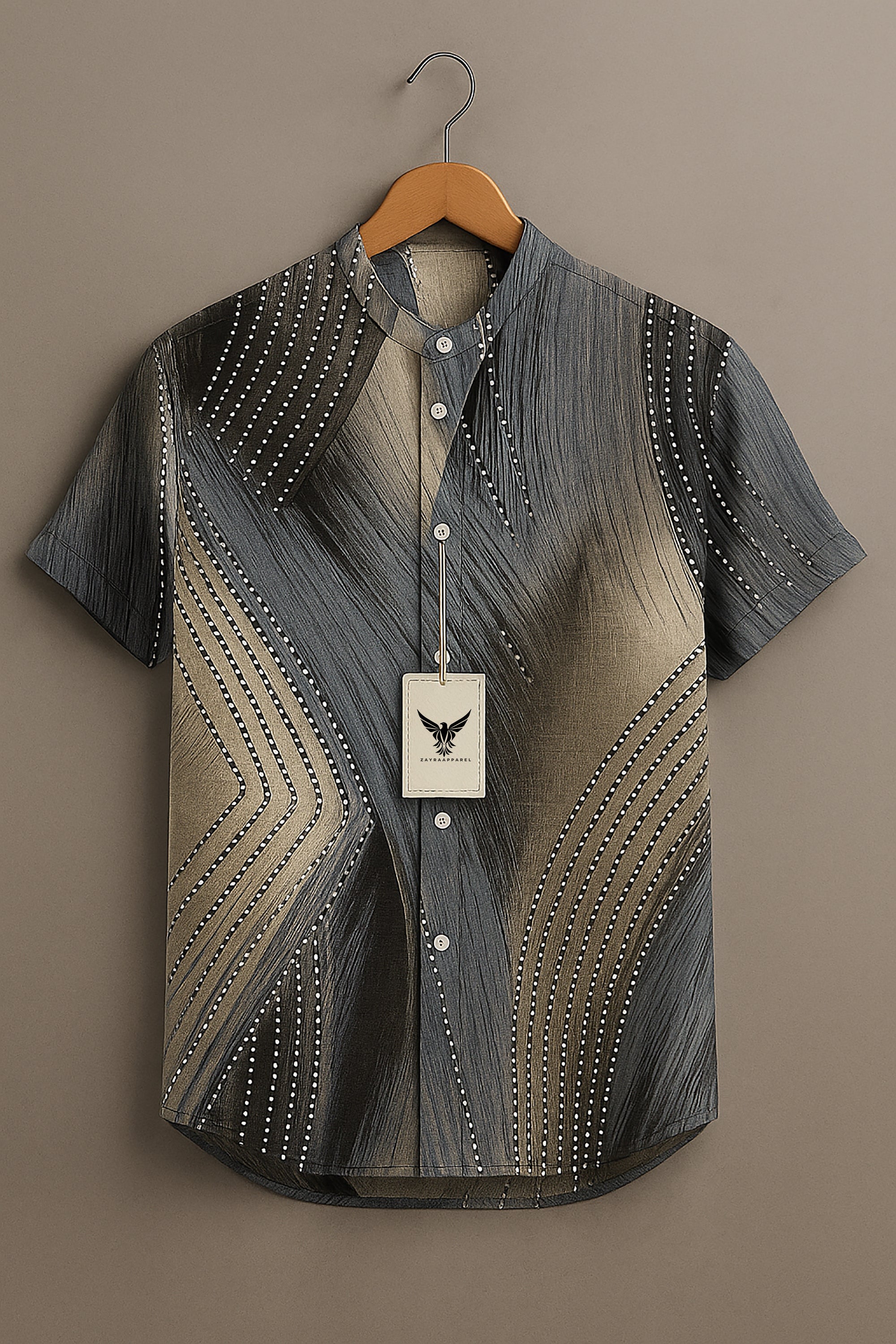Gradient Stripes Art Print Casual 100% Cotton Shirt