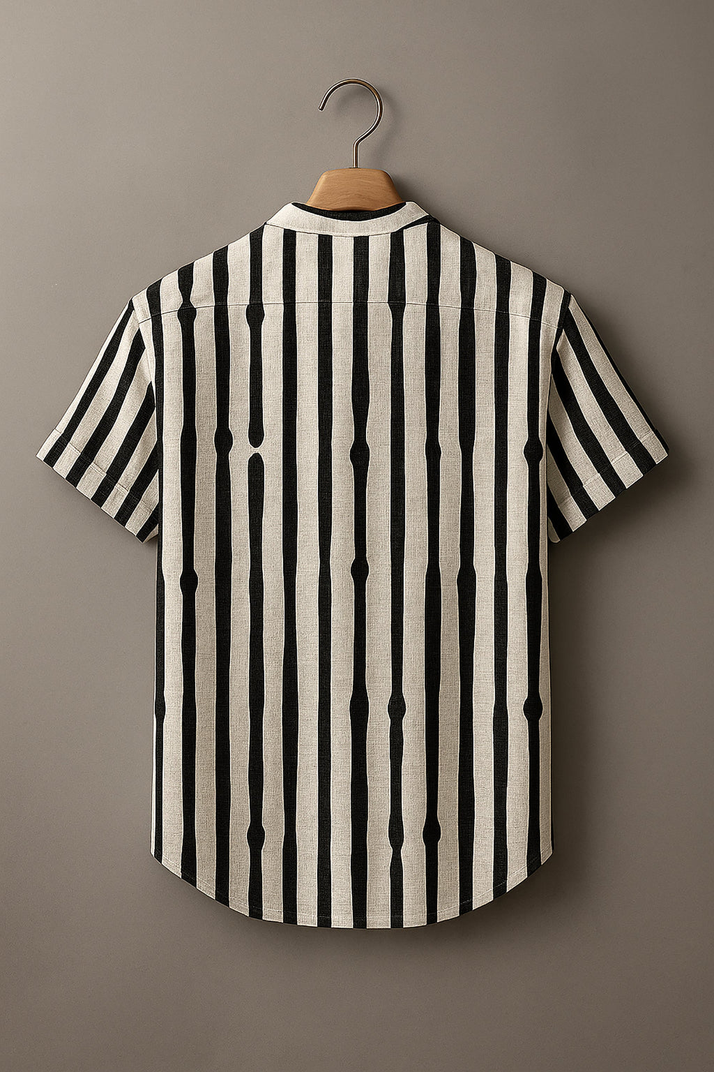 Men Classic Multi Stripes Crochet Semi Sheer Shirt