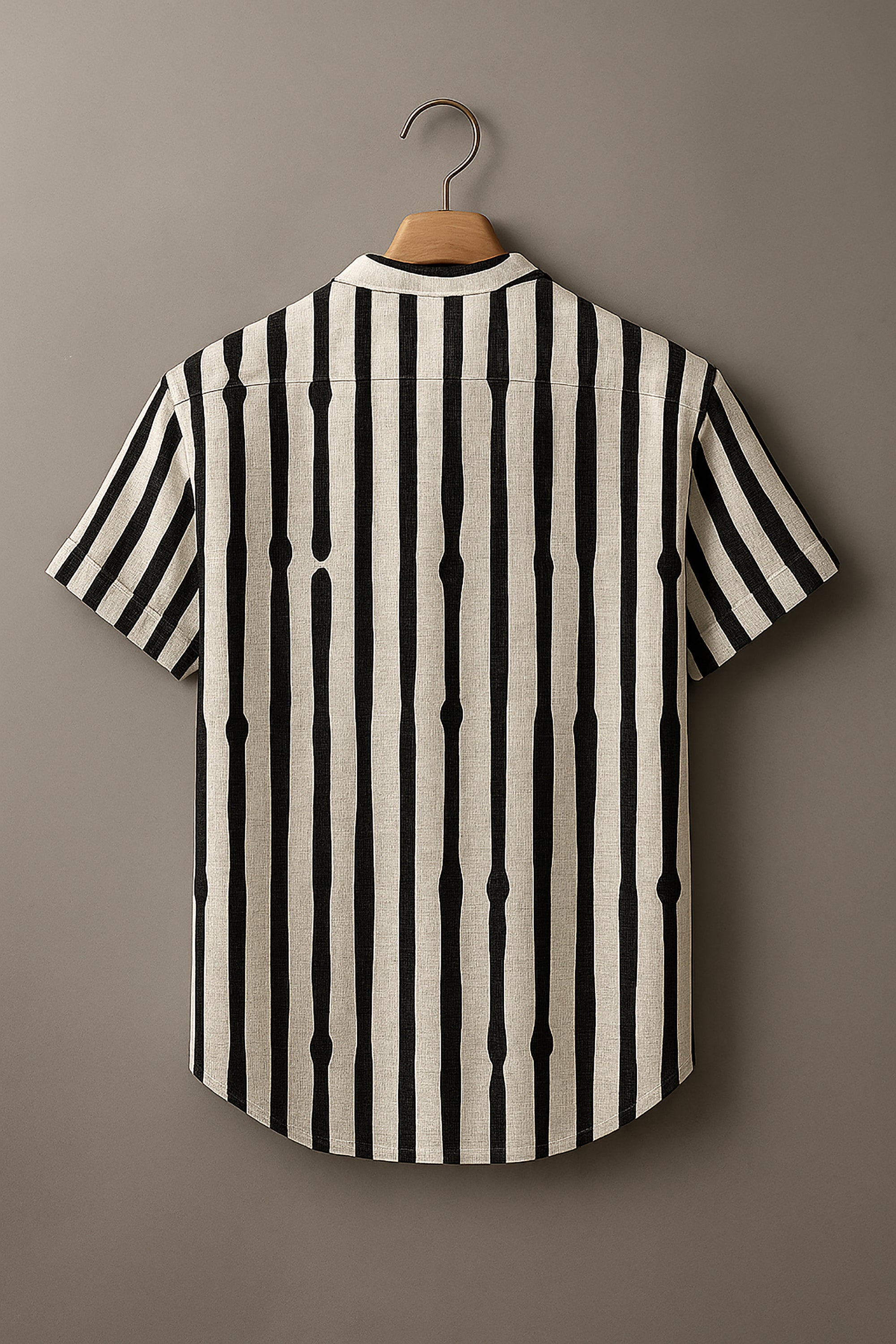 Men Classic Multi Stripes Crochet Semi Sheer Shirt